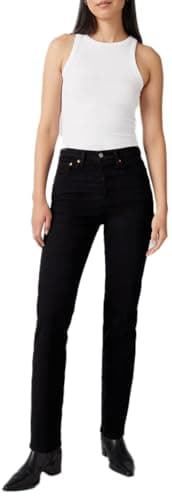 Jean Levi's Wedgie Straight Femme, Noir (Black Sprout), 24W / 28L