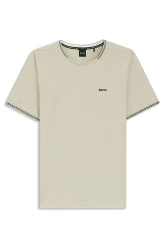 BOSS Hommes Taul T-Shirt en Coton Stretch avec Rayures et Logo