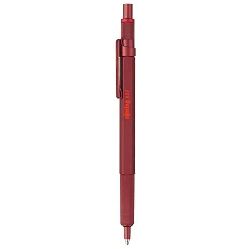 rOtring 600 Stylo bille pointe moyenne corps rouge encre noire