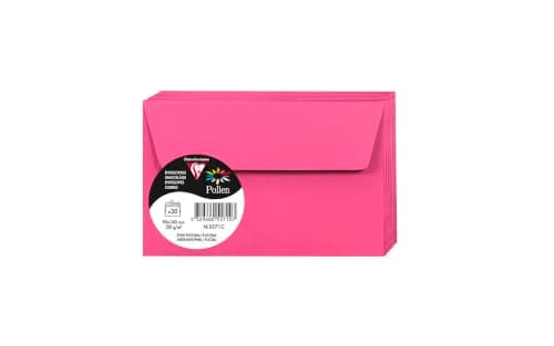 Clairefontaine Paquet de 20 Enveloppes Auto-Adhésives 9x14cm Rose Fuchsia 120g/m²