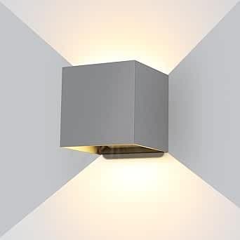Ledmo 20W Applique Murale LED Intérieur Extérieur Étanche IP65 Gris Blanc Chaud