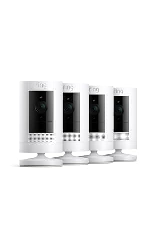 Ring Stick Up Cam Caméra de surveillance extérieure sans fil HD Batterie Lot de 4