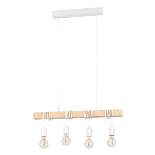 Eglo Suspension luminaire vintage Townshend à 4 lampes design bois et noir