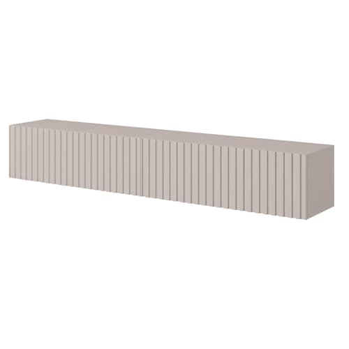 Selsey Meuble TV Suspendu Armoire De Télévision 138,6 cm À Lamelles Gris Beige Telire
