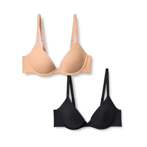 Amazon Essentials Lot de 2 Soutiens-Gorges Classiques avec Armatures et Rembourrage Léger Bronze et Noir 85C