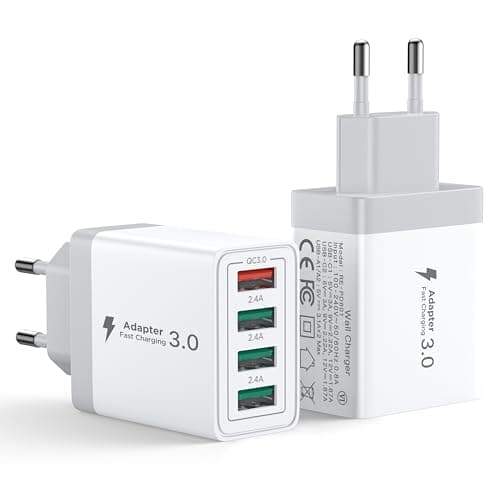 Aioneus Chargeur USB 2-Pack 33W 4 Ports QC 3.0 Blanc
