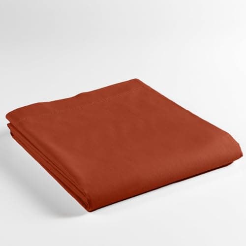 Douceur d Interieur Drap Plat 1 Personne 180x290 cm Lina Terracotta Coton