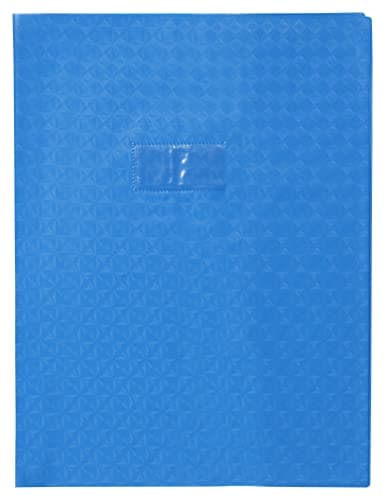 Calligraphe Protège-cahier grain losange bleu 24x32 cm PVC opaque 18/100e avec porte-étiquette