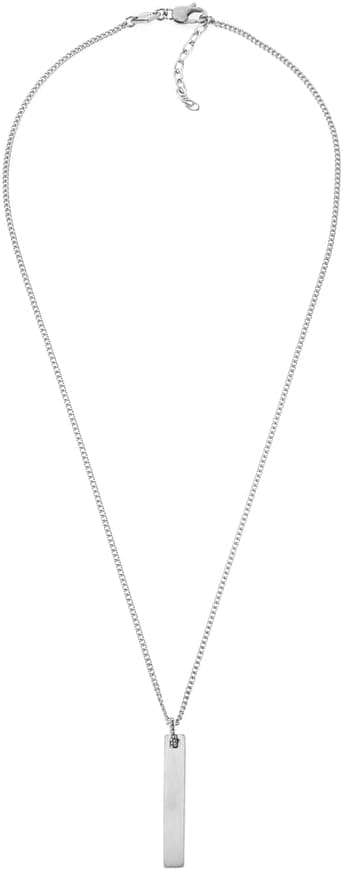 Fossil Collier pour homme en acier inoxydable avec fermoir mousqueton, ton argent