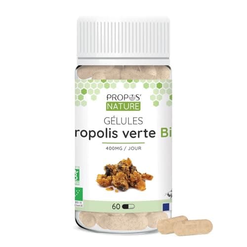 PROPOS'NATURE Gélules Végétales de Propolis Verte Bio - 60 gélules dosées à 100mg