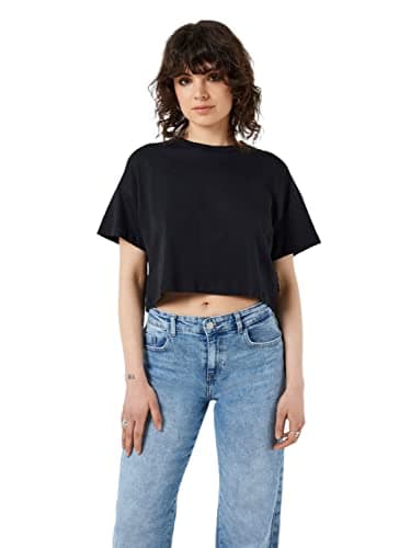 Noisy May T-shirt manches courtes femme NMALENA col rond Noir 100% Coton
