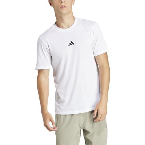 Adidas T-shirt de sport pour homme Workout Logo Blanc et Noir Taille S