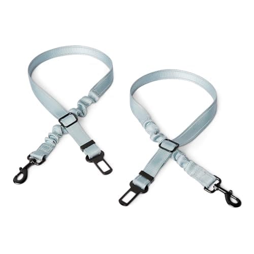 Amazon Basics Ceinture de Sécurité pour Chien, Harnais de Voiture Ajustable pour Chien, Ceinture réglable de 67,0cm, Bol de Voyage Pliable de 13,0cm x 5,5cm/1,5cm, Noir/Bleu/Orange