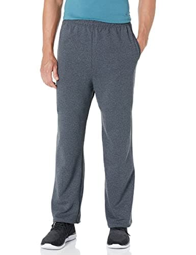 Jerzees Pantalon de survêtement polaire bas ouvert Homme Noir chiné 3XL