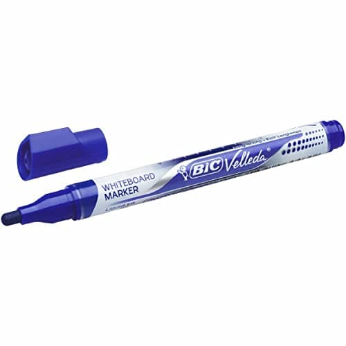BIC Velleda Feutres pour tableau blanc effaçables pointe conique medium encre liquide bleue boite de 12
