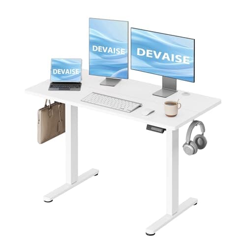DEVAISE Bureau Assis-Debout Électrique 120 x 60 cm Blanc