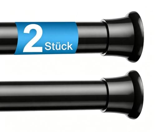 Zipglo Lot de 2 tringles à rideaux télescopiques sans perçage 59-118 cm Noir