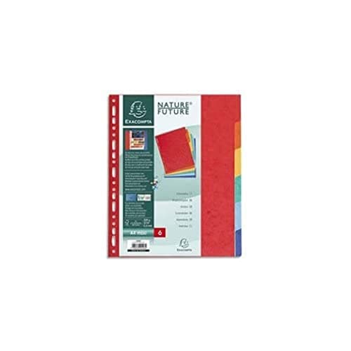 Exacompta Lot d'intercalaires en carte lustrée souple 6 onglets neutres 220x170 mm