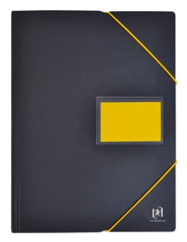 OXFORD Protège-Documents Students A4 120 vues / 60 Pochettes Couverture Polypro Bicolore Noir/Jaune