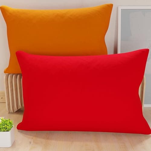 PETTI Artigiani Italiani Lot de 2 Taies d oreiller 60x40 cm Orange Rouge