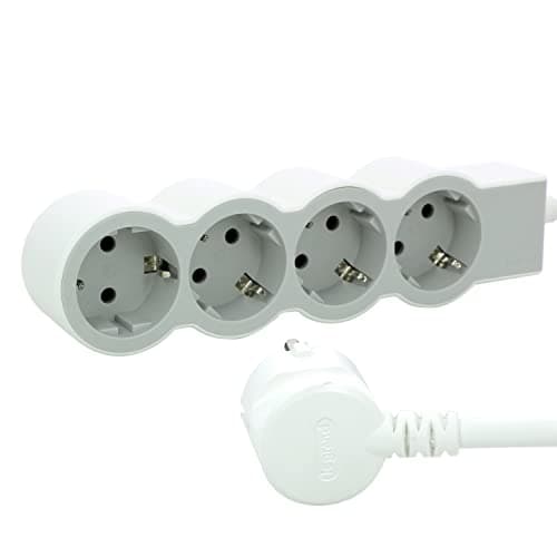 Legrand Multiprise plate 4 prises avec câble 1,5 m Blanc et Gris