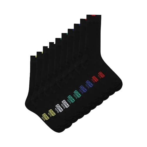 DIM Lot de 5 paires de chaussettes homme Ecodim en coton doux maille fine talons et pointes renforcés