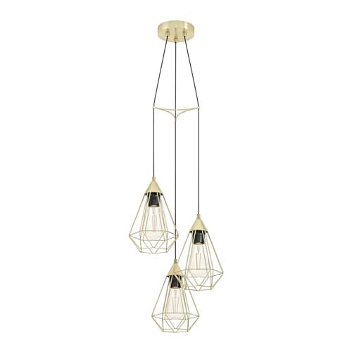 Eglo Suspension luminaire Tarbes, lustre chambre à 3 flammes, plafonnier