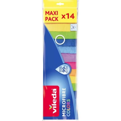 Vileda Lavettes Microfibres Colors Multi-Usages Lot de 14
