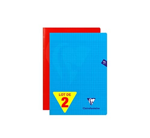 Clairefontaine Lot de 2 Cahiers A4 21x29,7 cm 96 pages Grands Carreaux Seyès (293161AMZ)