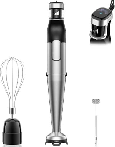 BESROY Mixeur Plongeant 1100W Set 3 en 1 avec Fouet et Mousseur à Lait