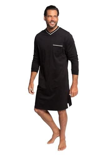 JP 1880 Chemise de nuit manches longues homme grande taille XXXXL Noir