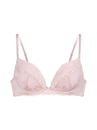 Dorina Perfect Lace Soutien-Gorge Plongeant Rembourré à Armatures – Bonnets Légèrement Rembourrés pour Forme Naturelle, Rose