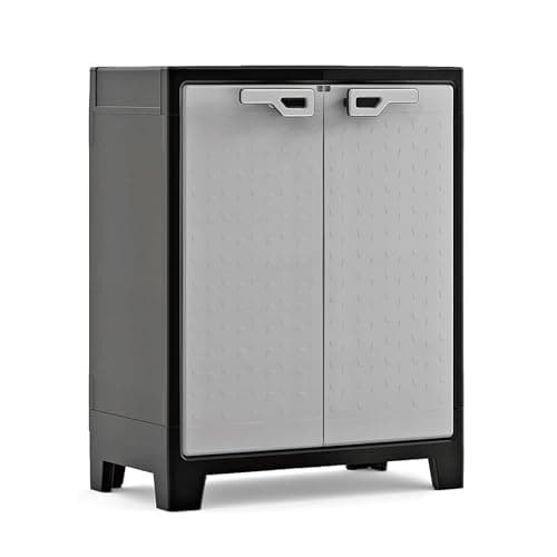 Keter Armoire Basse Titan Armoire de Rangement en Résine 80x44x100cm Noir/Gris