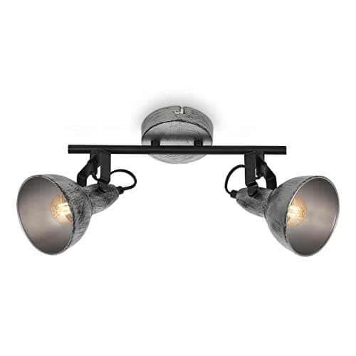 BRILONER Plafonnier LED Vintage Rétro 2x E14 Argenté 305x100x180 mm