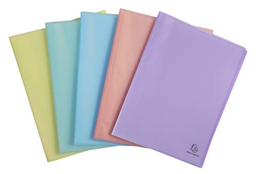 Exacompta - Réf. 88570E - 1 Protège-documents Chromaline Pastel - 50 pochettes cristal lisse - 100 vues - pour A4 - dim 24 x 32 cm - couverture en polypro recyclé translucide - 5 couleurs aléatoires
