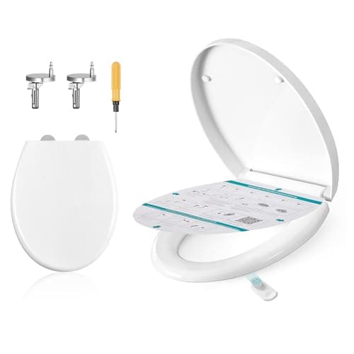 SONGMICS Abattant WC universel forme O en plastique PP blanc avec frein de chute et poignée, modèle BTL001WZ01