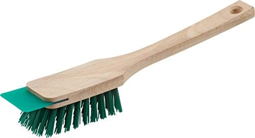 Meister 4360350 Brosse pour tondeuse à gazon avec grattoir et manche en bois Vert