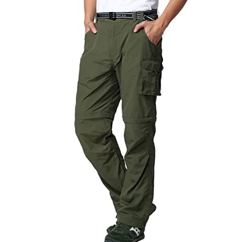 Pantalon de randonnée convertible pour homme Vert 38W 32L - Respirant et stretch
