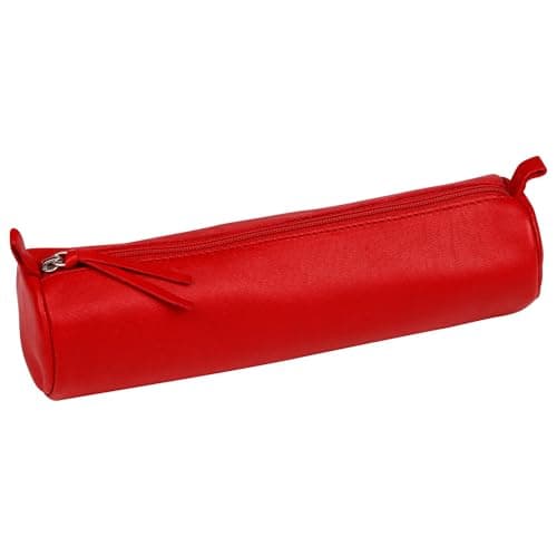 Clairefontaine Trousse Ronde en Cuir Rouge 22 cm