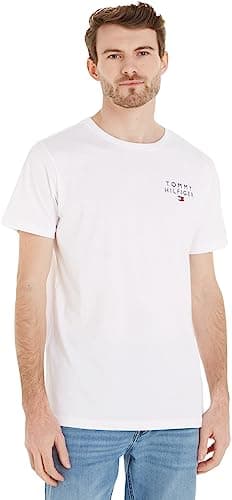 Tommy Hilfiger T-Shirt Manches Courtes Homme Col Ras-du-Cou Blanc M