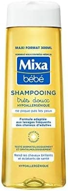 Mixa Bébé Shampooing Hypoallergénique Doux Cuir Chevelu Tous Types 300ml | Facilite démêlage, Testé dermatologique ophtalmologique, Ne pique pas yeux, Mousse onctueuse rinçage facile