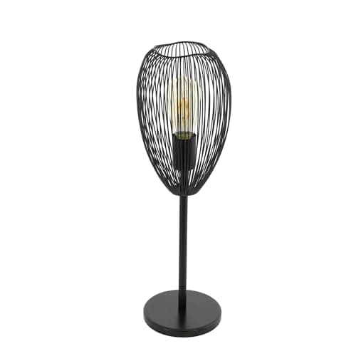 EGLO Lampe de table Clevedon, lampe de chevet moderne, acier noir, Ø 17 cm, h. 55 cm