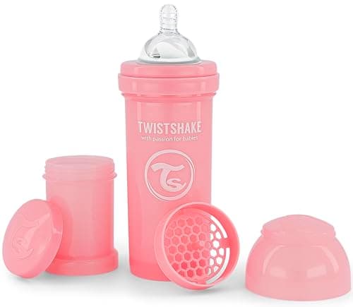 Twistshake Biberon Anti-Colique 260 ml Rose avec Doseur de Lait
