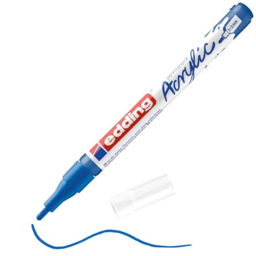 Edding 5300 Marqueur acrylique fin, bleu, pointe ronde 1-2 mm