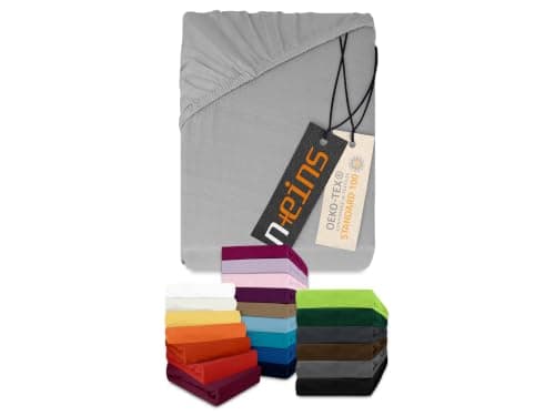 Npluseins Drap Housse 120x200 en Coton 100% Doux Argent