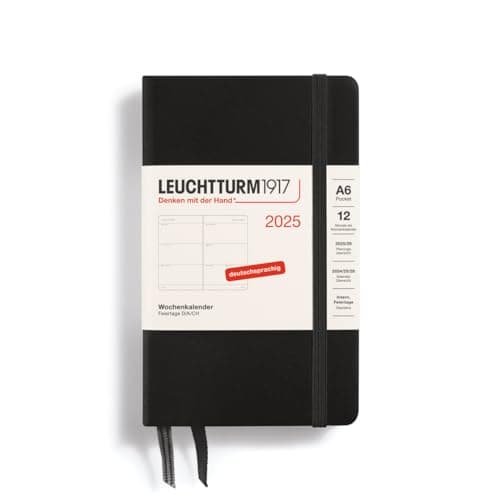 Agenda semainier 2025 LEUCHTTURM1917 Format A6 Couverture Rigide Noir