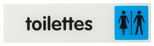 THIRARD Plaque de Signalisation Toilettes Plexiglass Adhésif Blanc 170x45 mm