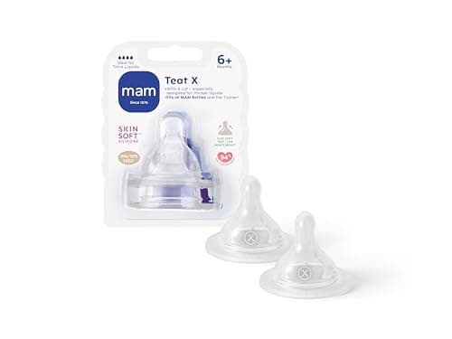 MAM Lot de 2 tétines débit variable Cross-Cut en silicone SkinSoft pour biberon dès 6 mois