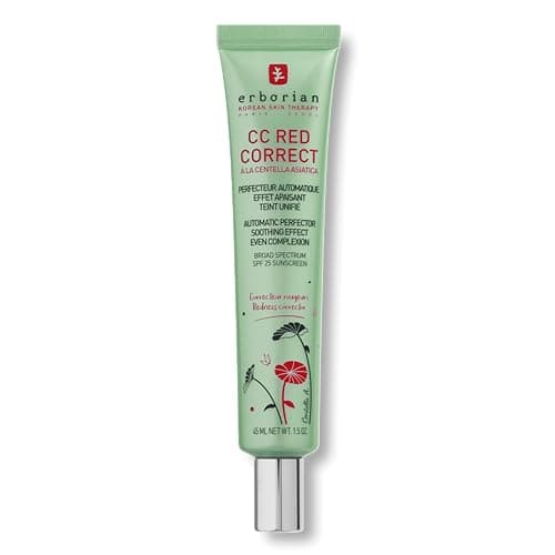 Erborian - Crème Teintée Anti-Rougeur CC Red Correct - Soin du Visage Perfecteur Automatique de Teint avec Correction Colorielle - Teint Unifié - SPF 25 - Cosmétique Coréen - 45ml
