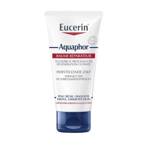 Eucerin Aquaphor Baume Réparateur Cutané 40g, Crème réparatrice pour les peaux sèches à très sèches, craquelées et irritées, Soin du corps et visage au Panthénol, Crème corps et mains sans parfum